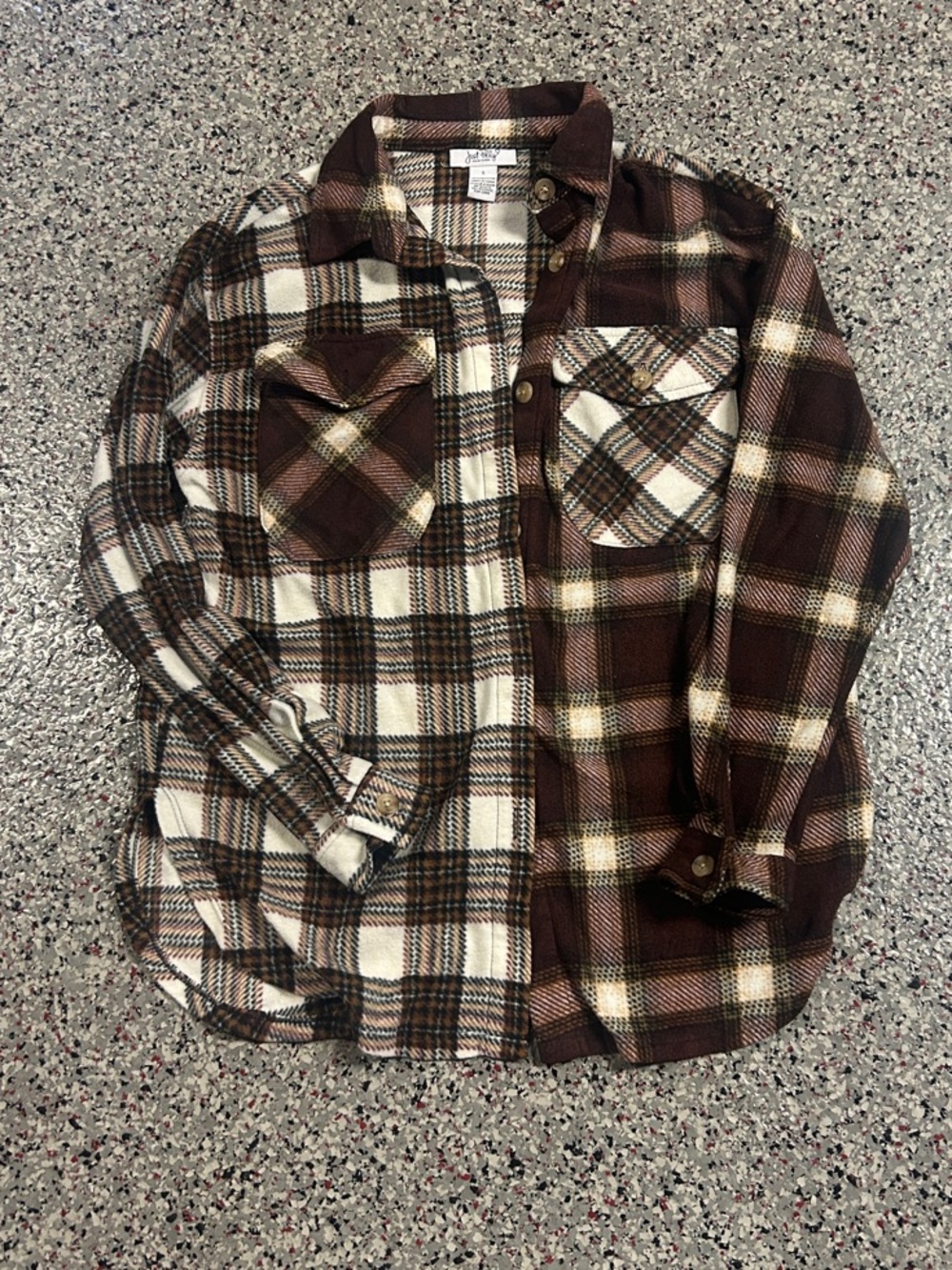 Brown plaid button up flannel small
